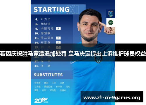若因庆祝胜马竞遭追加处罚 皇马决定提出上诉维护球员权益