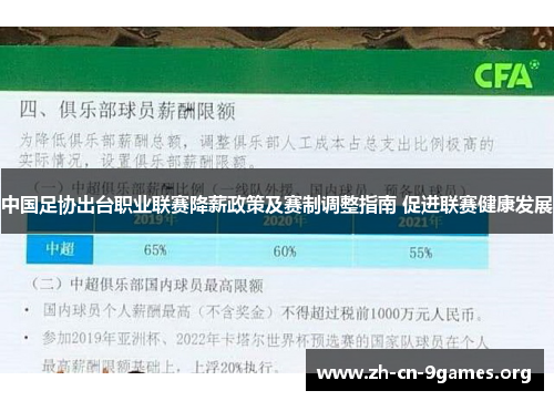 中国足协出台职业联赛降薪政策及赛制调整指南 促进联赛健康发展